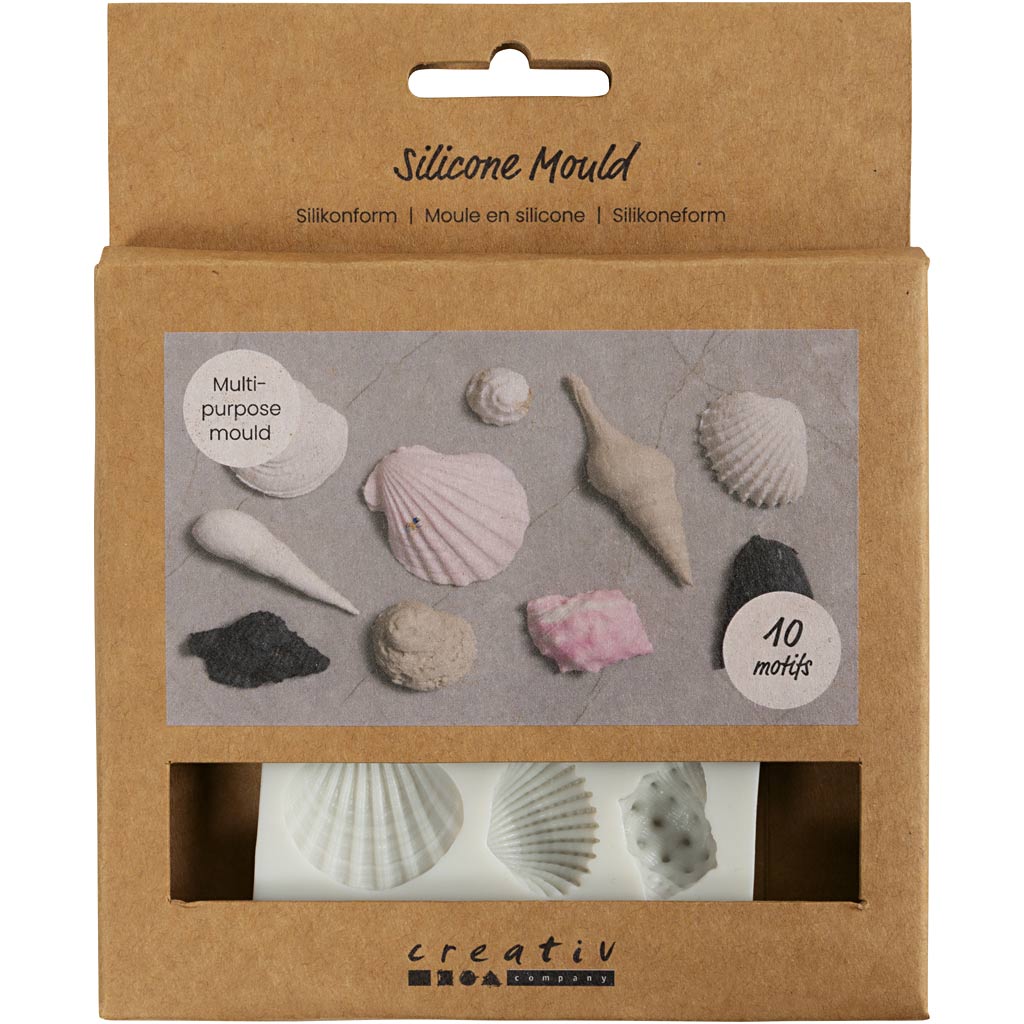 Creativ company siliconen vormen, conchschelp en schelpen, h: 1 cm, l: 1-2,8 cm, 1 stuk