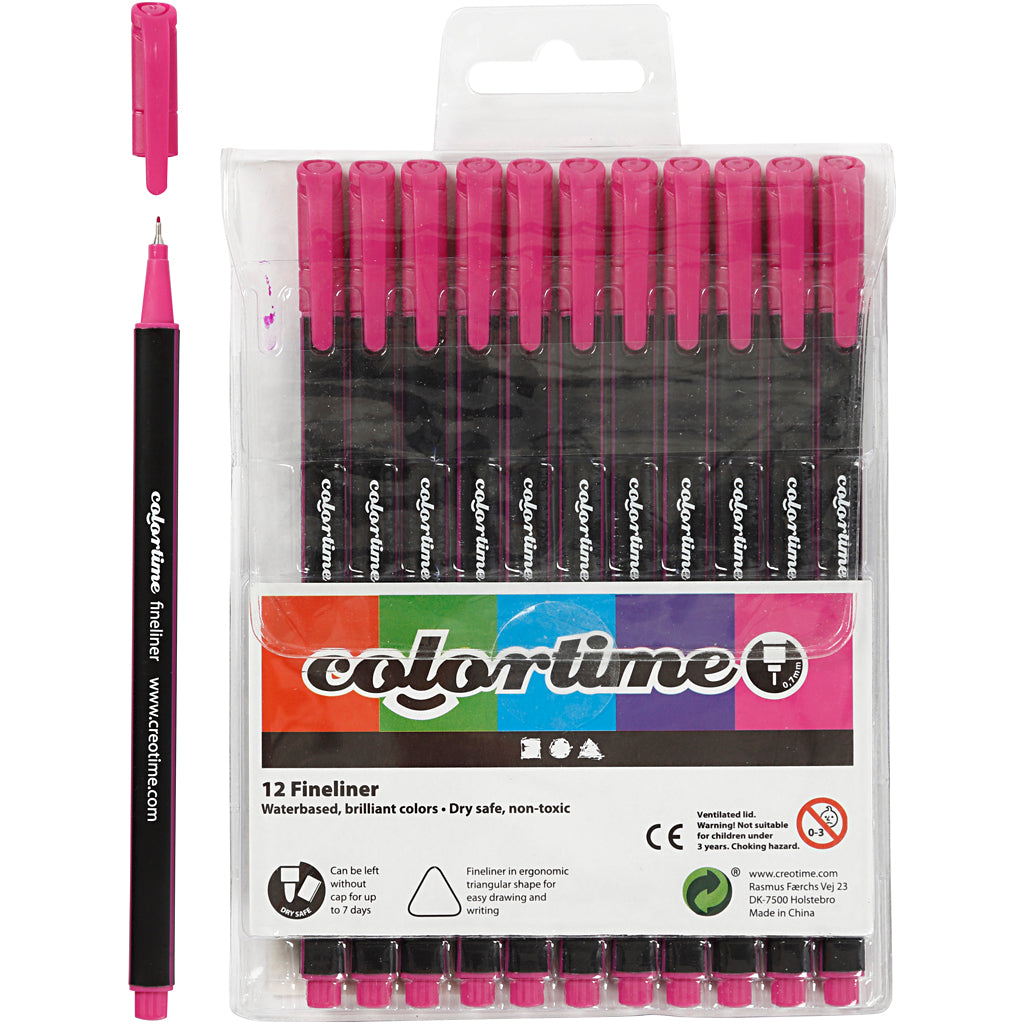 Colortime fineliners, lijndikte 0,6-0,7 mm, cyclaam, 12 stuk 1 doos