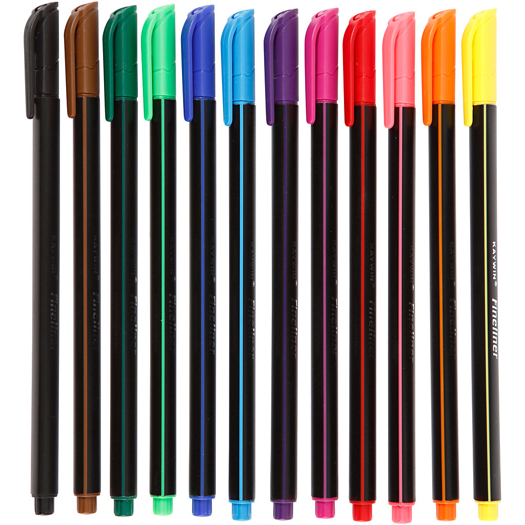 Colortime fineliners, lijndikte 0,6-0,7 mm, diverse kleuren, 12 stuk 1 doos