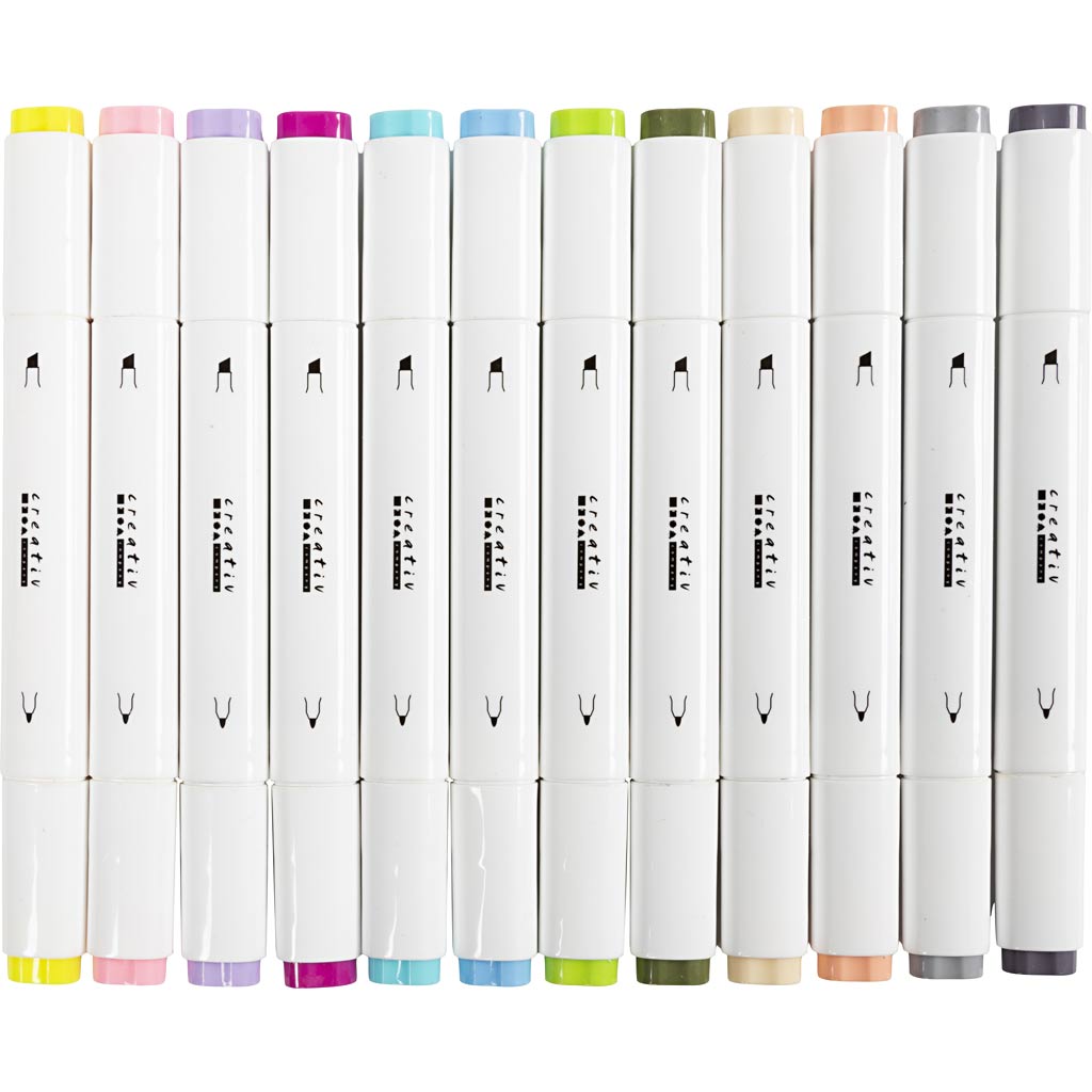 Creativ company tekenstift, lijndikte 1+8 mm, pastelkleuren, 12 stuk 1 doos
