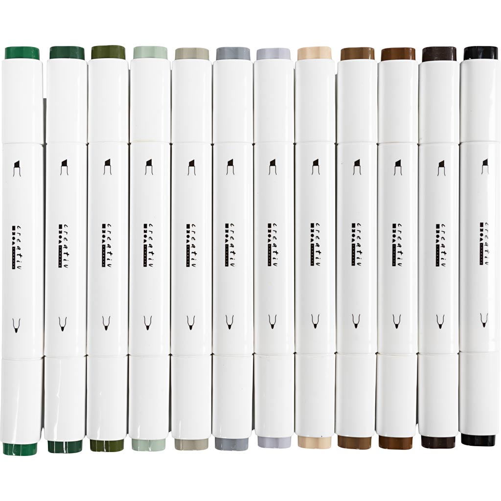 Creativ company tekenstift, lijndikte 1+8 mm, natuurlijke kleuren, 12 stuk 1 doos