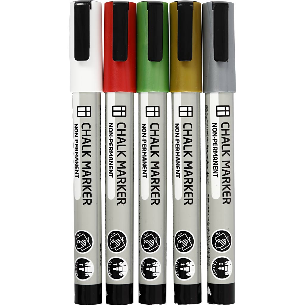 Creativ company krijt markers metallic kleuren, 5st.
