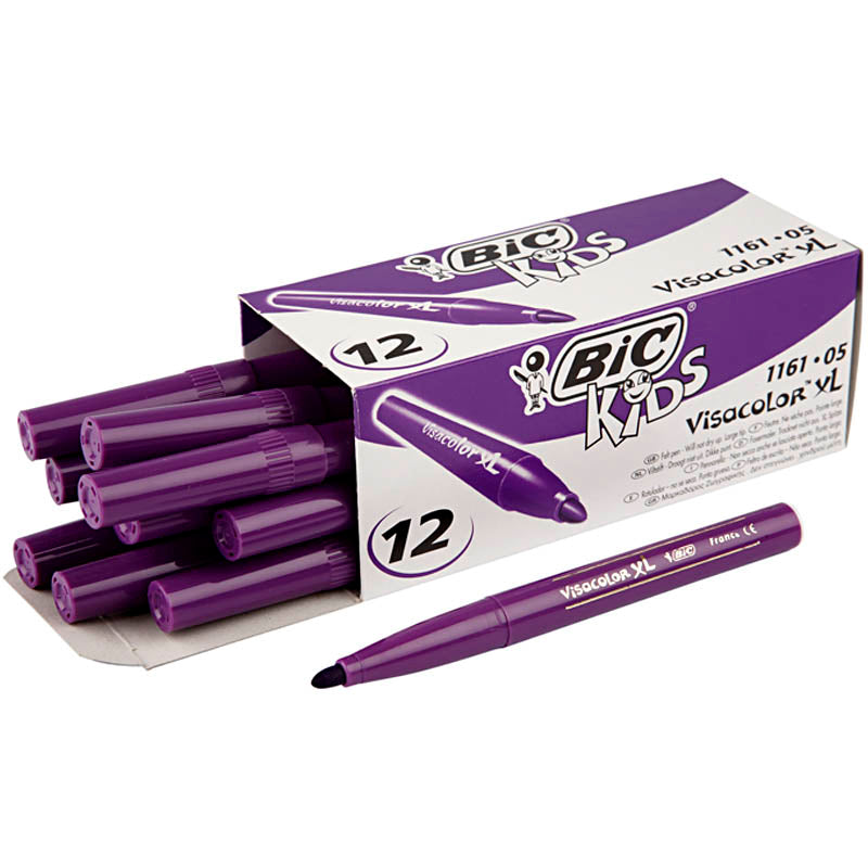 Bic visa color kleurstiften, lijndikte 3 mm, donkerpaars, 12 stuk 1 doos