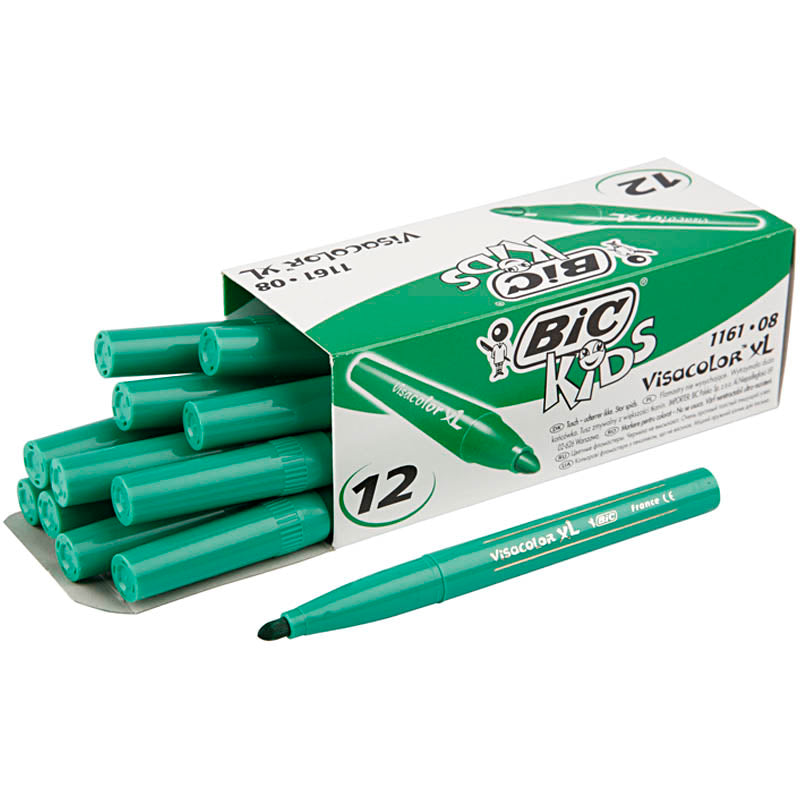 Bic visa color kleurstiften, lijndikte 3 mm, mid groen, 12 stuk 1 doos