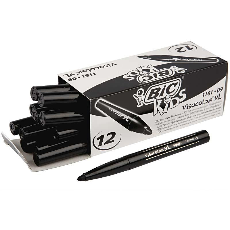 Bic visa color kleurstiften, lijndikte 3 mm, zwart, 12 stuk 1 doos