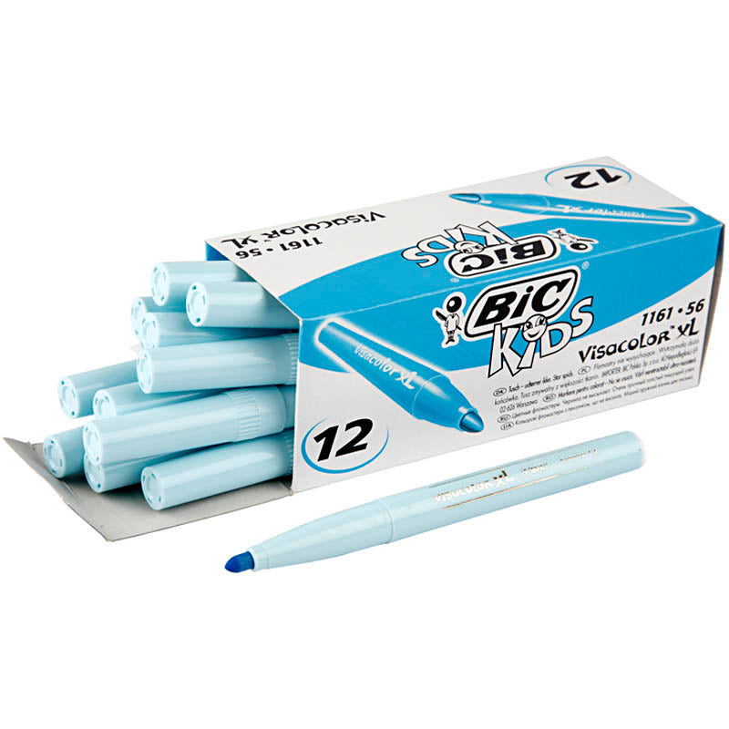 Bic visa color kleurstiften, lijndikte 3 mm, lichtblauw, 12 stuk 1 doos