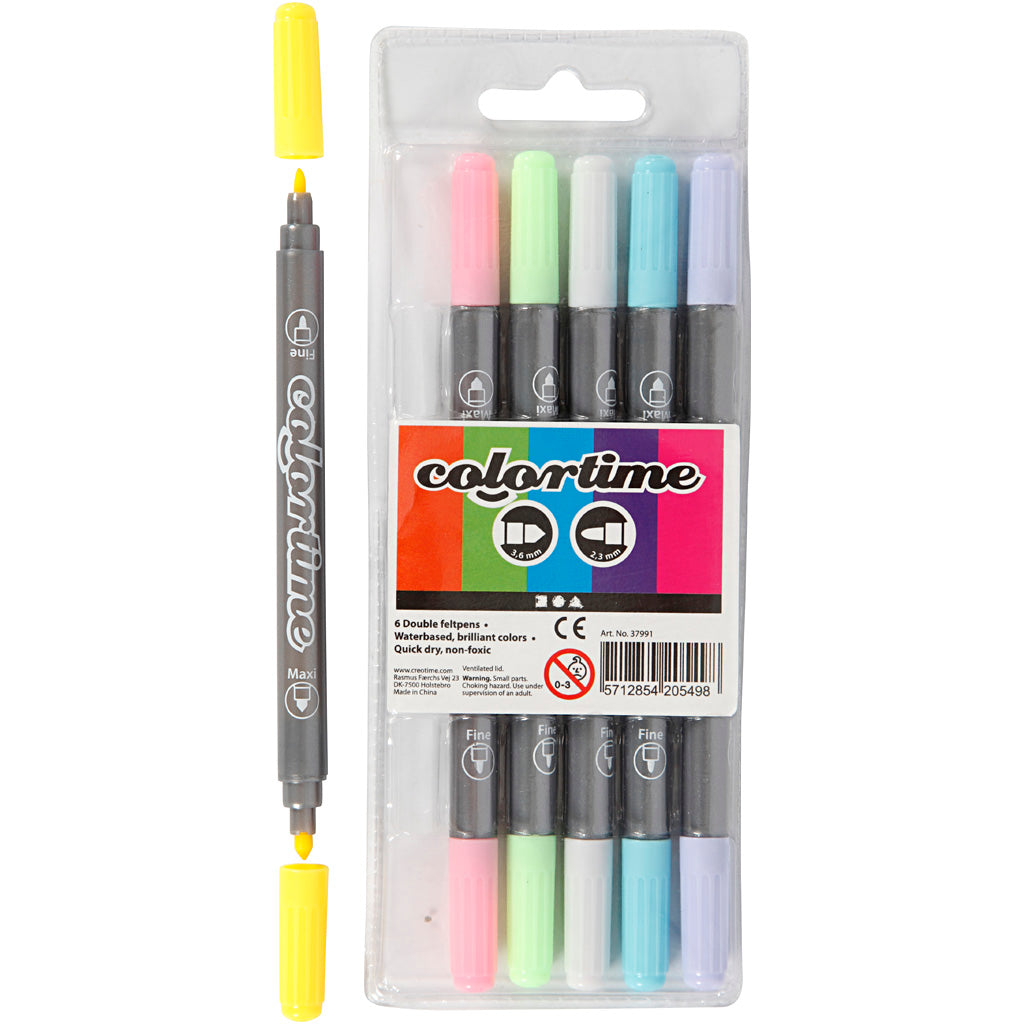 Dubbelzijdige Stiften - PastelKleuren, 6st.