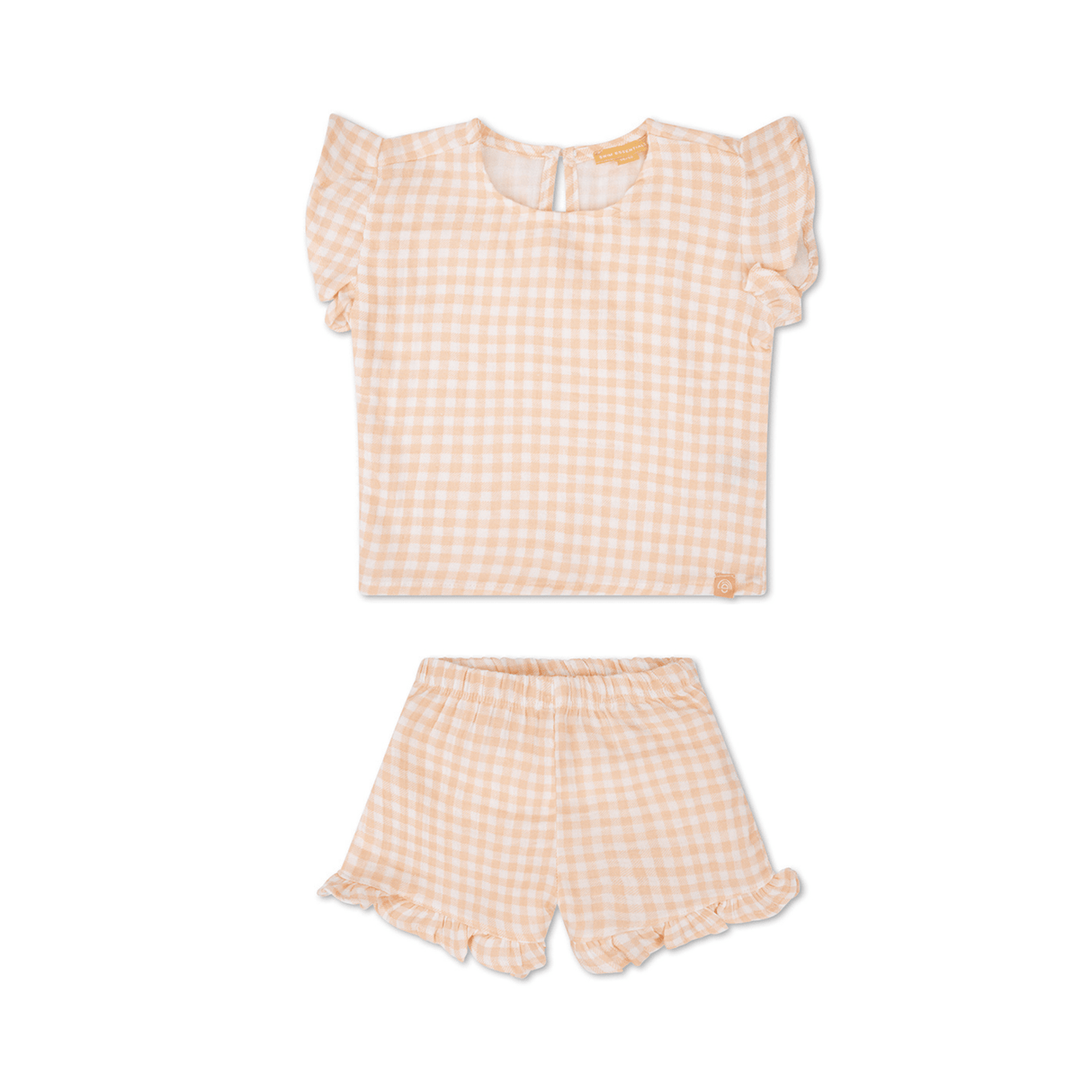 Sunset grid | oranje wit meisjes set strand- muslin
