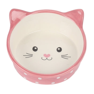 Happy pet voerbak kat polka roze creme