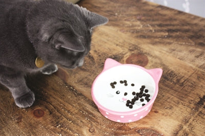 Happy pet voerbak kat polka roze creme