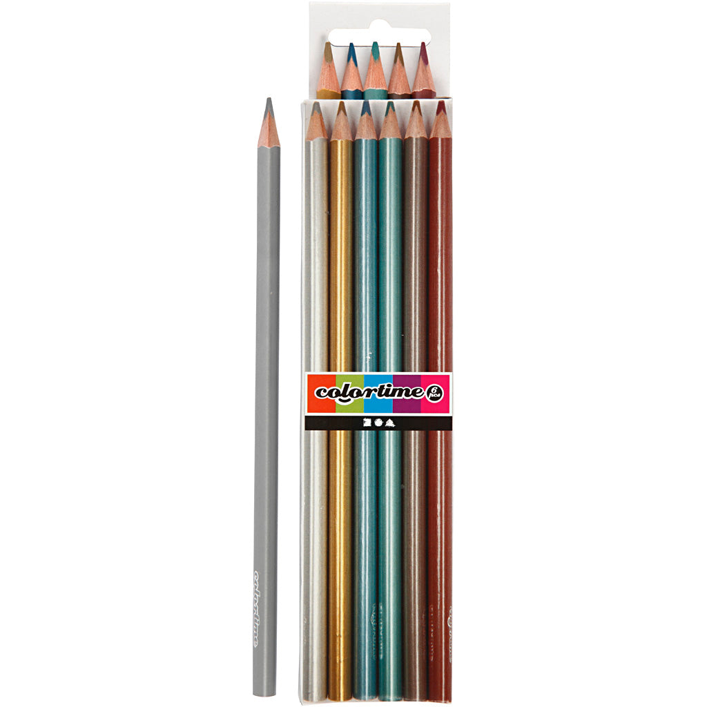 Driehoekige Kleurpotloden - Metallic, 6st.