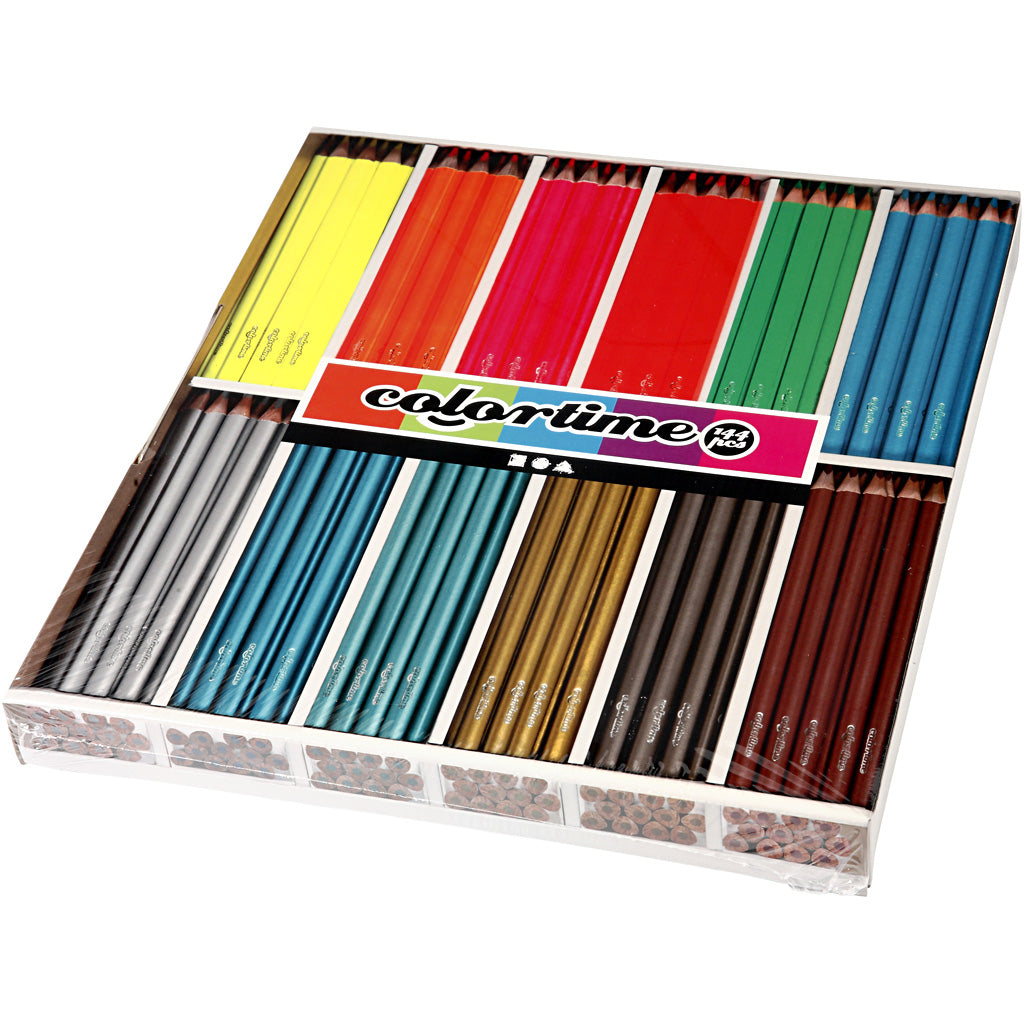 Driehoekige Kleurpotloden - Metallic en Neon, 144st.