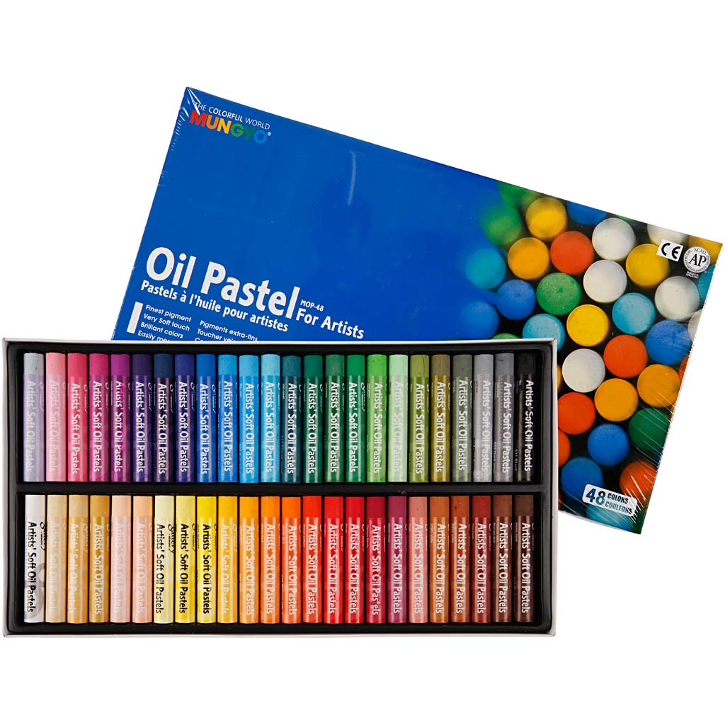 Mungyo oliepastel, l: 7 cm, dikte 11 mm, diverse kleuren, 48 stuk 1 doos