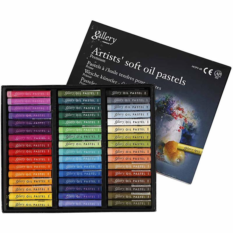 Mungyo gallery oliepastel premium, l: 7 cm, dikte 10 mm, diverse kleuren, 48 stuk 1 doos