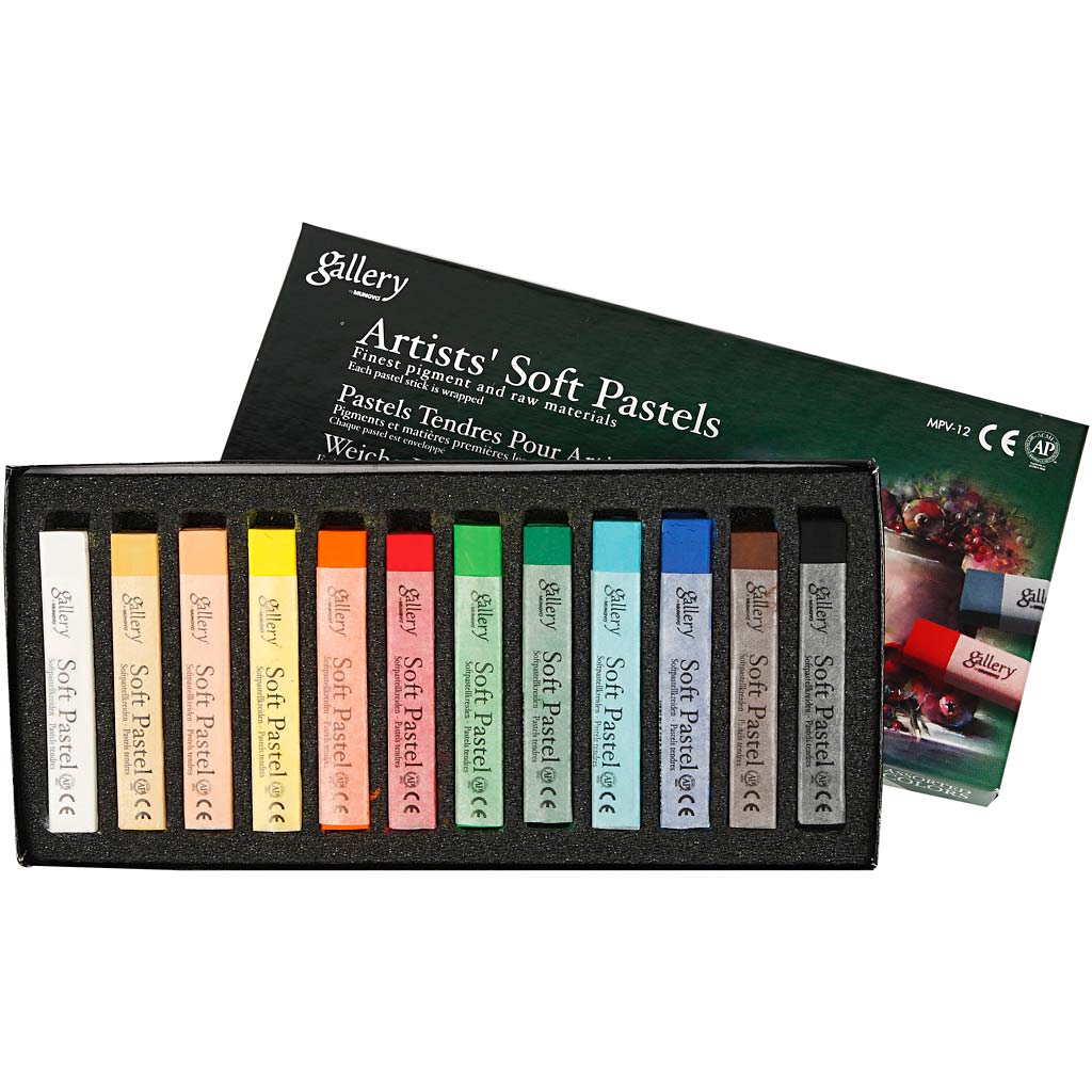 Mungyo gallery soft pastel set, l: 6,5 cm, dikte 10 mm, diverse kleuren, 12 stuk 1 doos