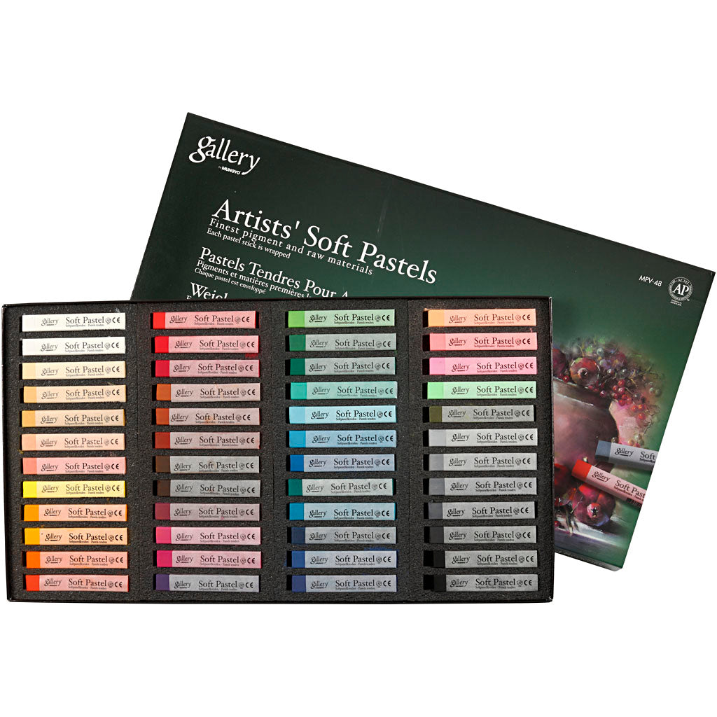Mungyo gallery soft pastel set, l: 6,5 cm, dikte 10 mm, diverse kleuren, 48 stuk 1 doos