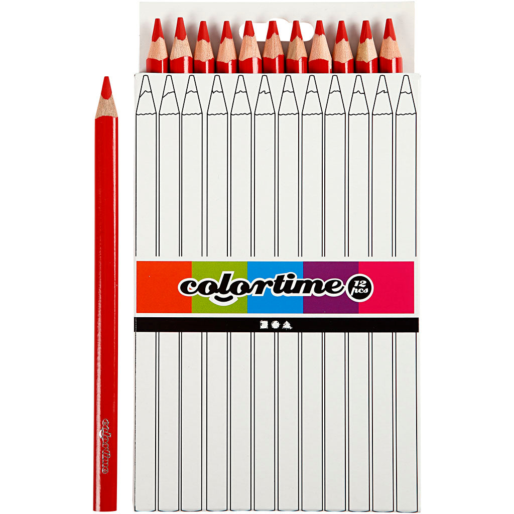 Driehoekige Jumbo Kleurpotloden - Rood, 12st.