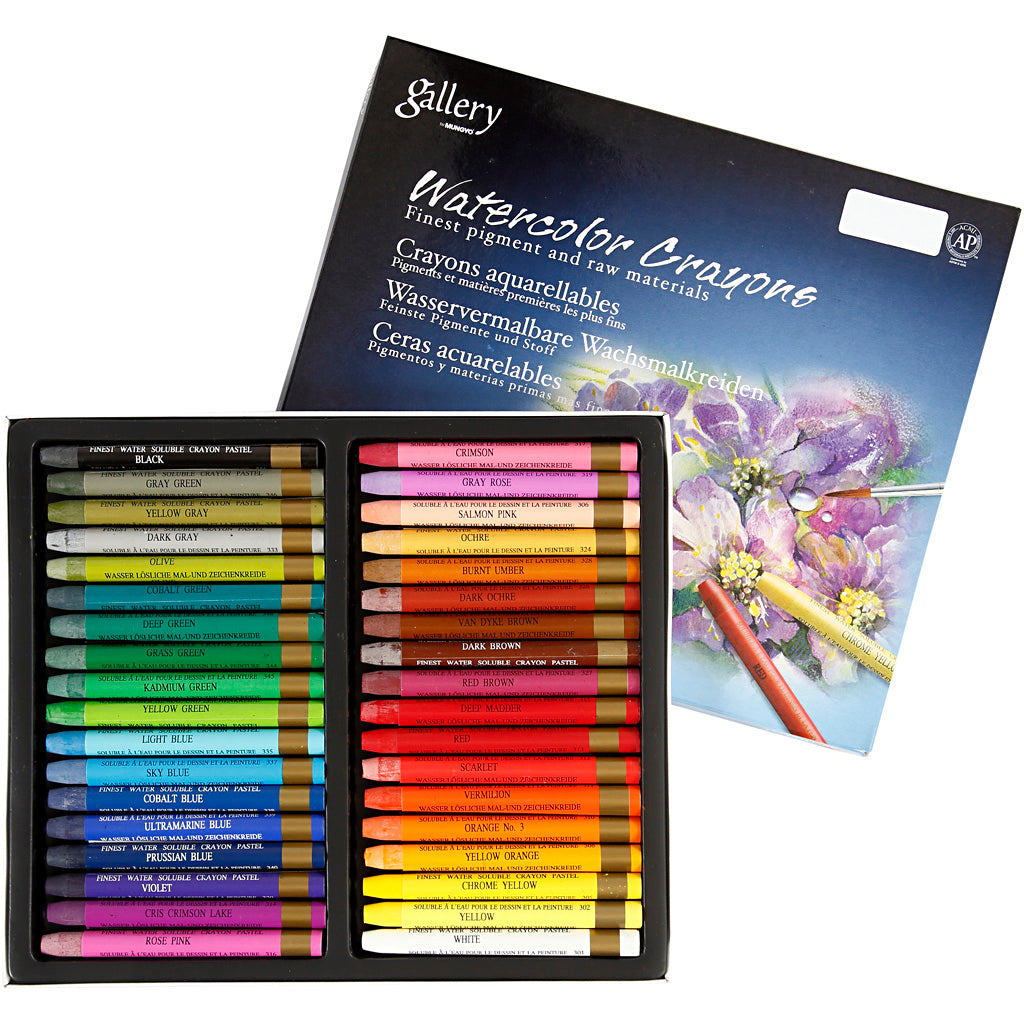 Mungyo aquarelkrijt, l: 9,3 cm, diverse kleuren, 36 stuk 1 doos