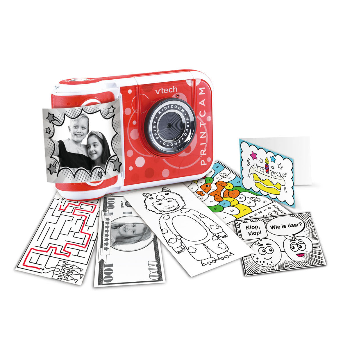 VTech Kindercamera KidiZoom PrintCam junior rood wit 4-delig