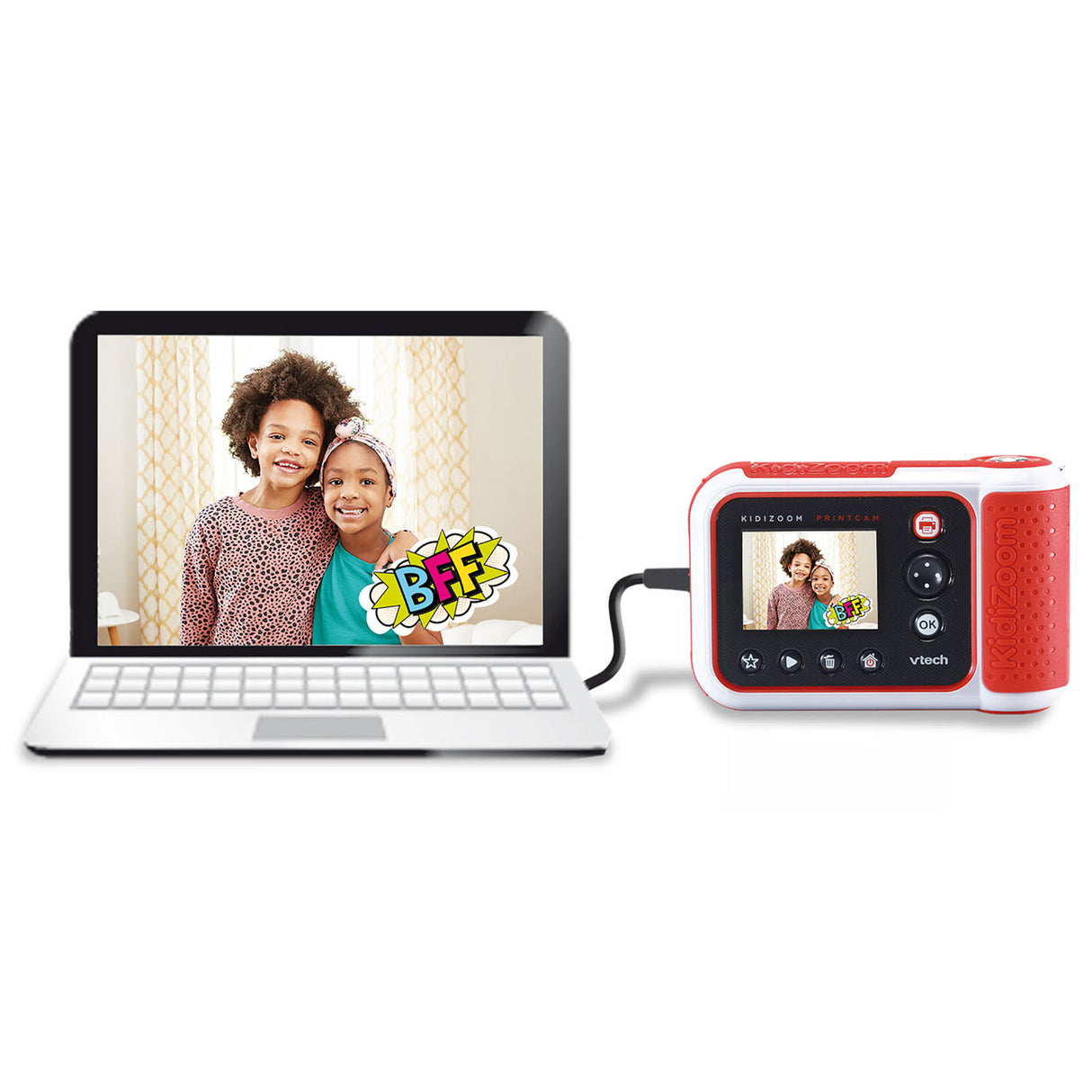 VTech Kindercamera KidiZoom PrintCam junior rood wit 4-delig