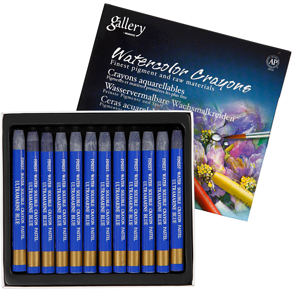 Mungyo aquarelkrijt, l: 9,3 cm, dikte 8 mm, ultramarijn (339), 12 stuk 1 doos