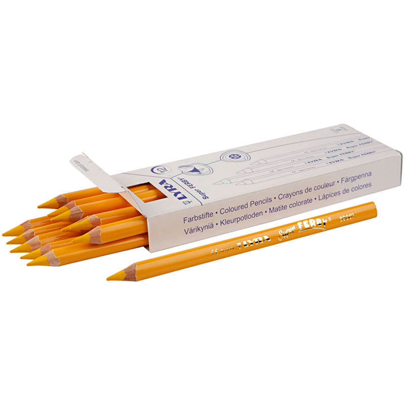 Lyra super ferby 1 kleurpotloden, l: 18 cm, vulling 6,25 mm, geel, 12 stuk 1 doos