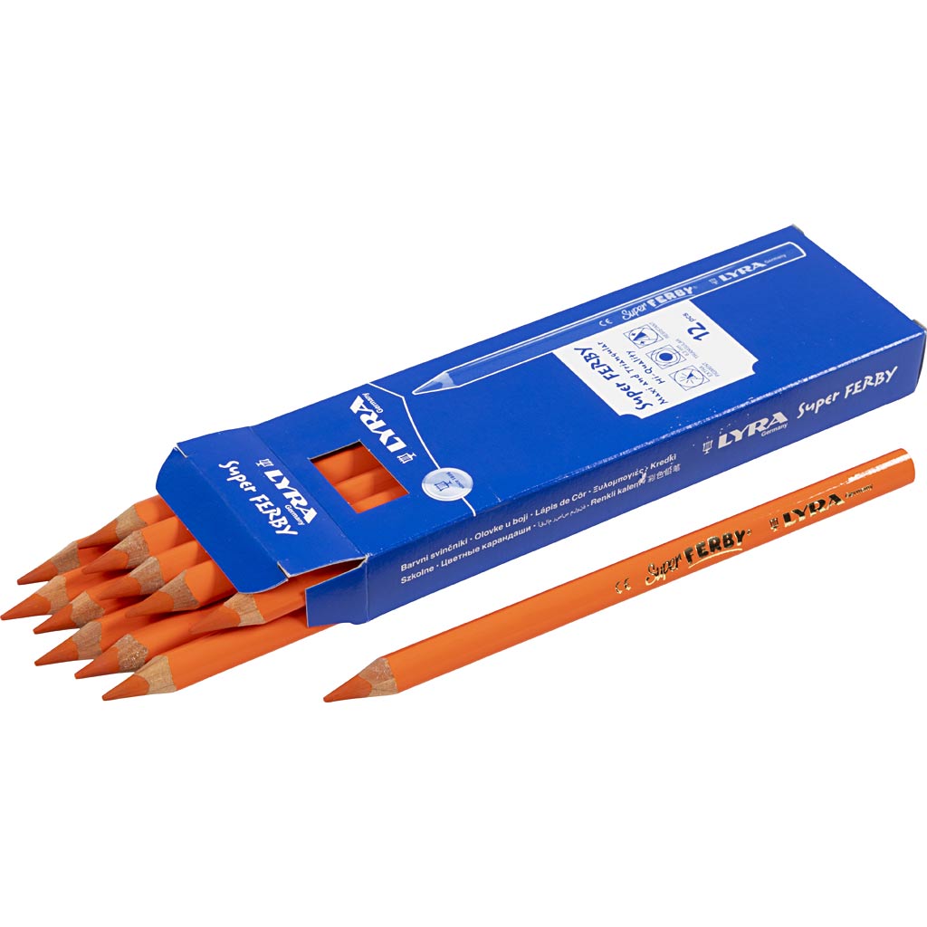 Lyra super ferby 1 kleurpotloden, l: 18 cm, vulling 6,25 mm, oranje, 12 stuk 1 doos