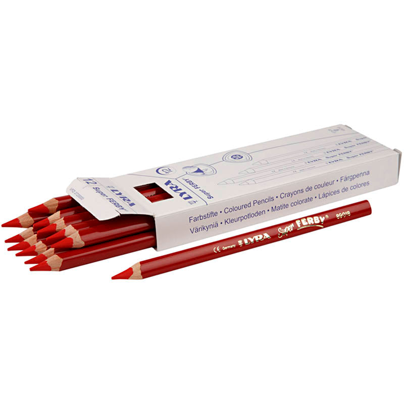 Lyra super ferby 1 kleurpotloden, l: 18 cm, vulling 6,25 mm, rood, 12 stuk 1 doos