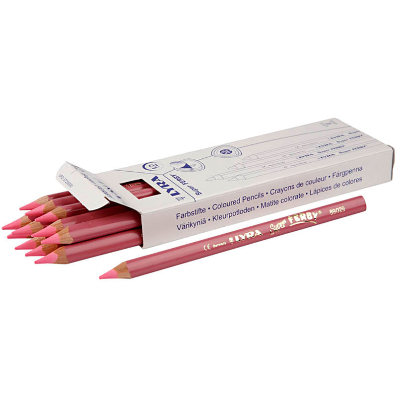 Lyra super ferby 1 kleurpotloden, l: 18 cm, vulling 6,25 mm, lichtrood, 12 stuk 1 doos