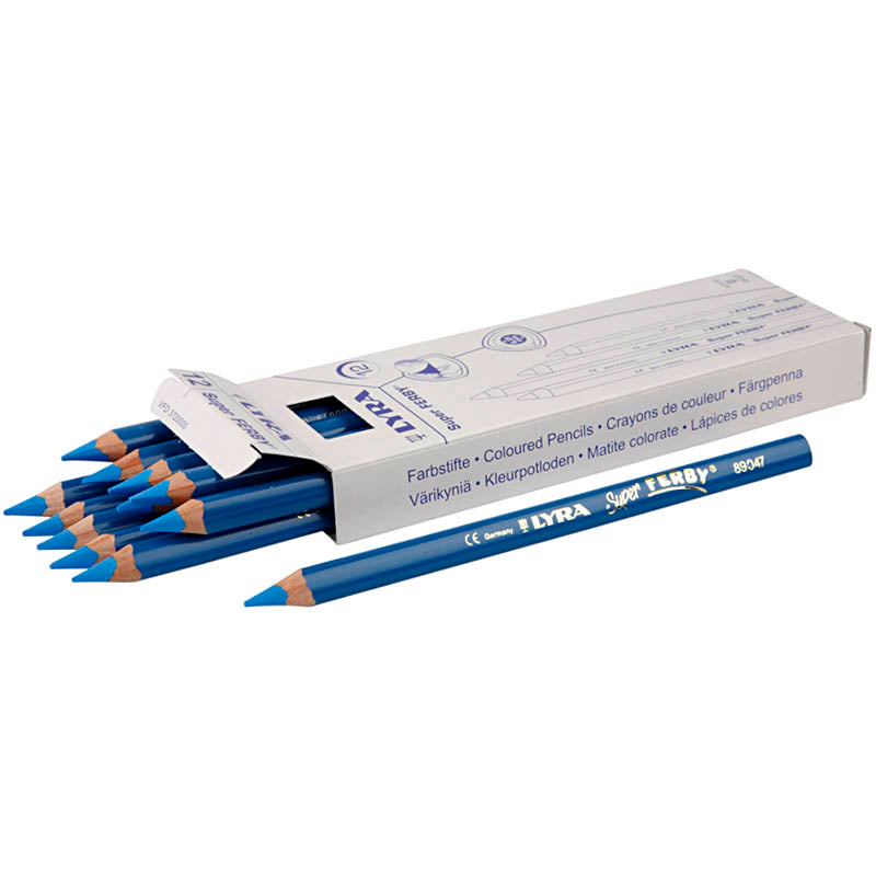 Lyra super ferby 1 kleurpotloden, l: 18 cm, vulling 6,25 mm, blauw, 12 stuk 1 doos