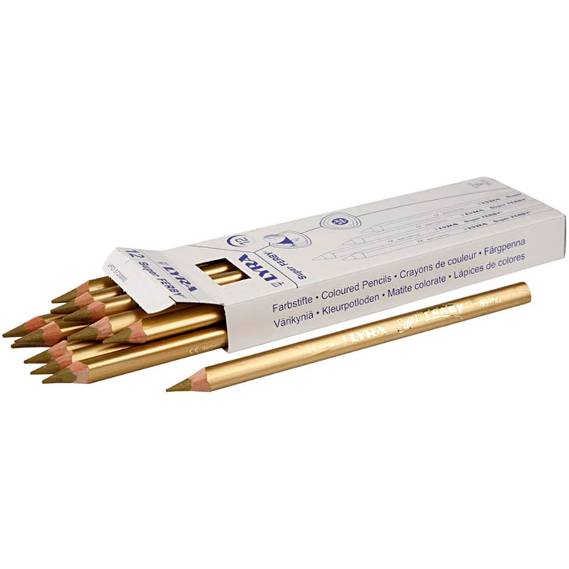 Lyra super ferby 1 kleurpotloden, l: 18 cm, vulling 6,25 mm, goud, 12 stuk 1 doos