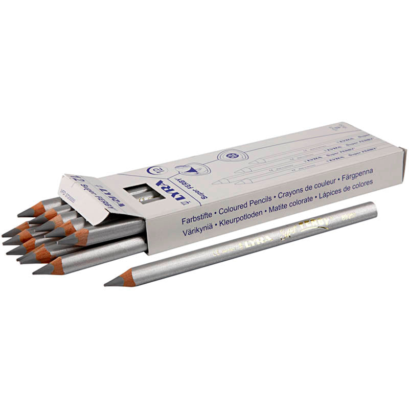 Lyra super ferby 1 kleurpotloden, l: 18 cm, vulling 6,25 mm, zilver, 12 stuk 1 doos