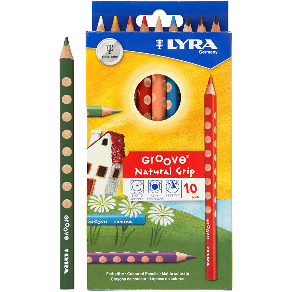 Lyra groefkleurpotloden, l: 18 cm, vulling 4,25 mm, diverse kleuren, 10 stuk 1 doos
