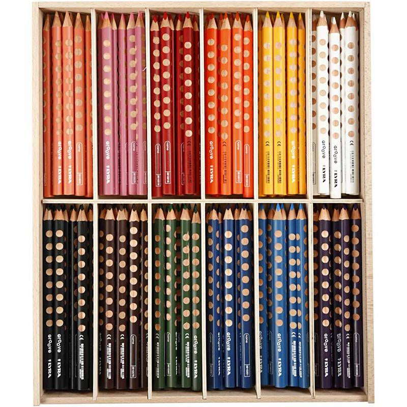 Lyra groefkleurpotloden, l: 18 cm, vulling 4,25 mm, diverse kleuren, 12x12 stuk 1 doos
