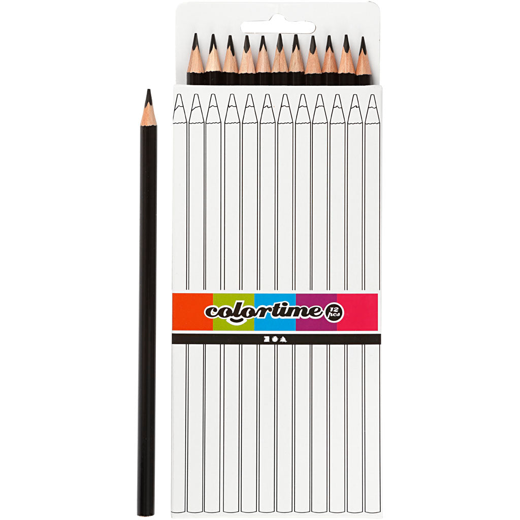 Creativ Company Driehoekige Kleurpotloden Zwart, 12st.