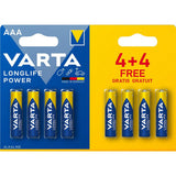 Varta batterij aaa 4+4 alkaline longlife power