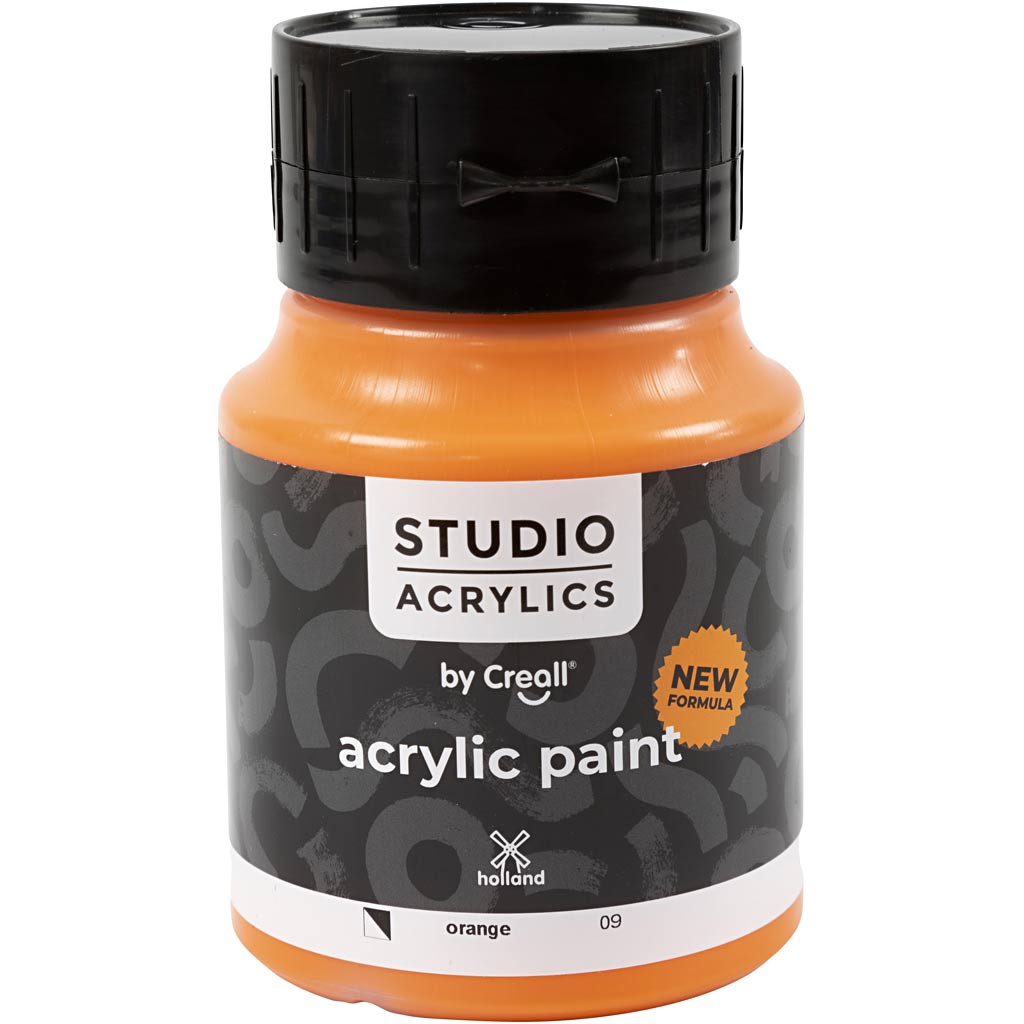 Creall studio acrylverf, semi-dekkend, orange (09), 500 ml 1 fles
