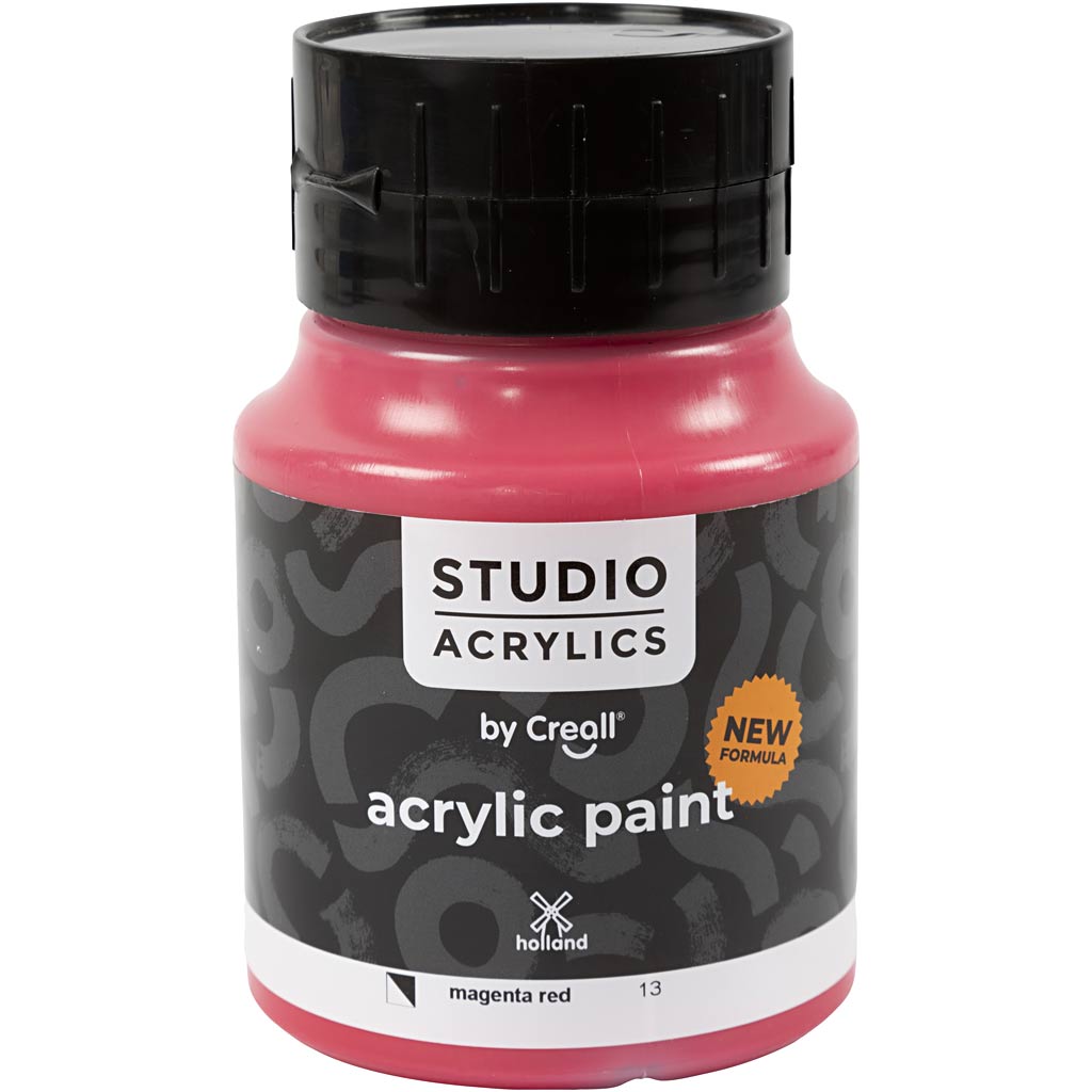 Creall studio acrylverf, semi-dekkend, magenta rood (13), 500 ml 1 fles