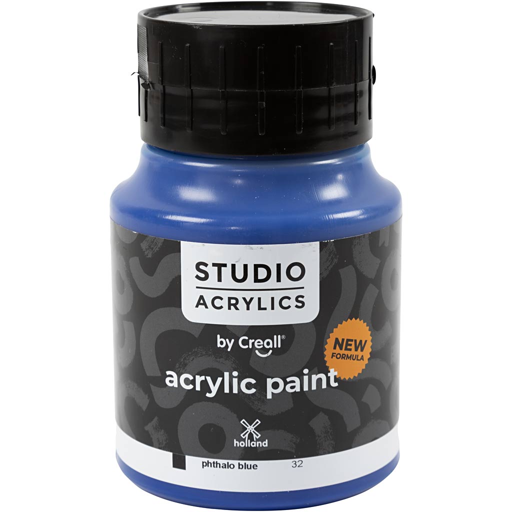 Creall studio acrylverf, dekkend, phtalo blue (32), 500 ml 1 fles
