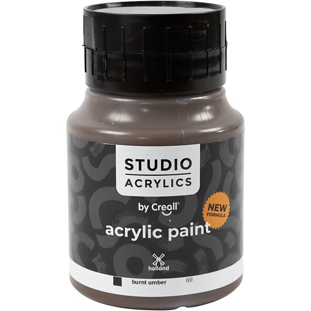 Creall studio acrylverf, dekkend, burnt umber (69), 500 ml 1 fles