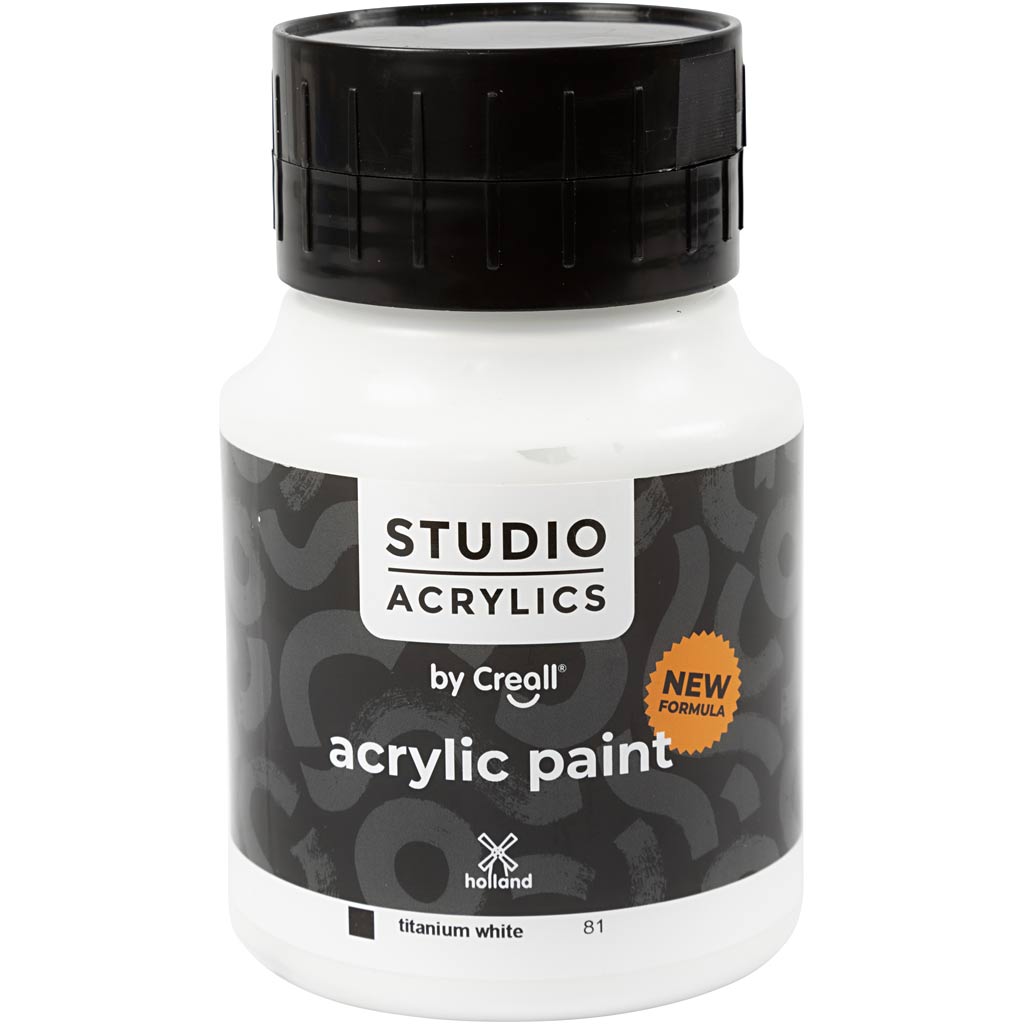 Creall studio acrylverf, dekkend, white (81), 500 ml 1 fles