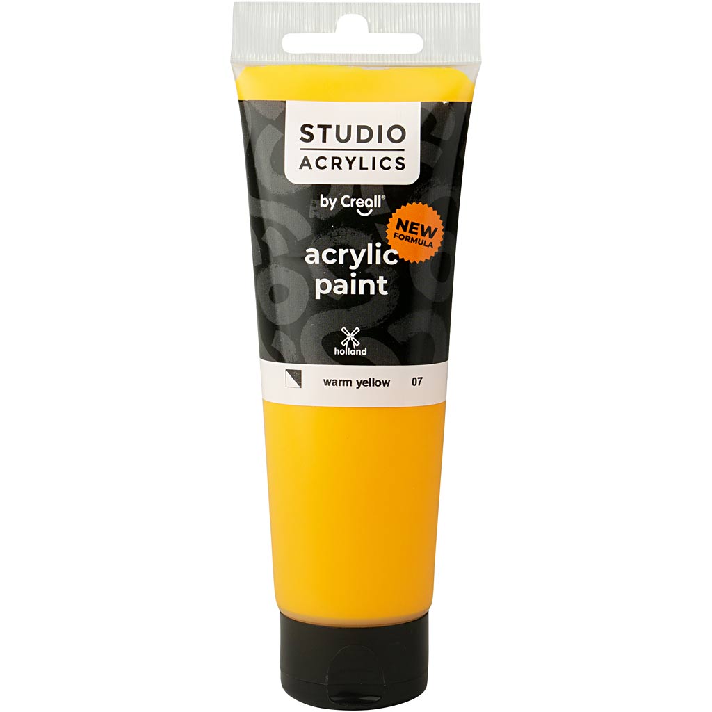 Creall studio acrylverf, semi-dekkend, warm yellow (07), 120 ml 1 fles