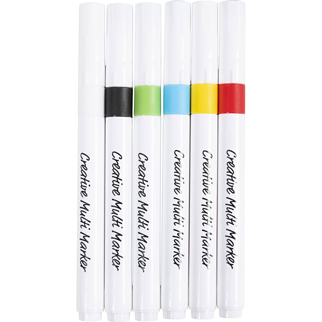 Creativ company creatieve multi stift, lijndikte 4 mm, diverse kleuren, 6 stuk 1 doos