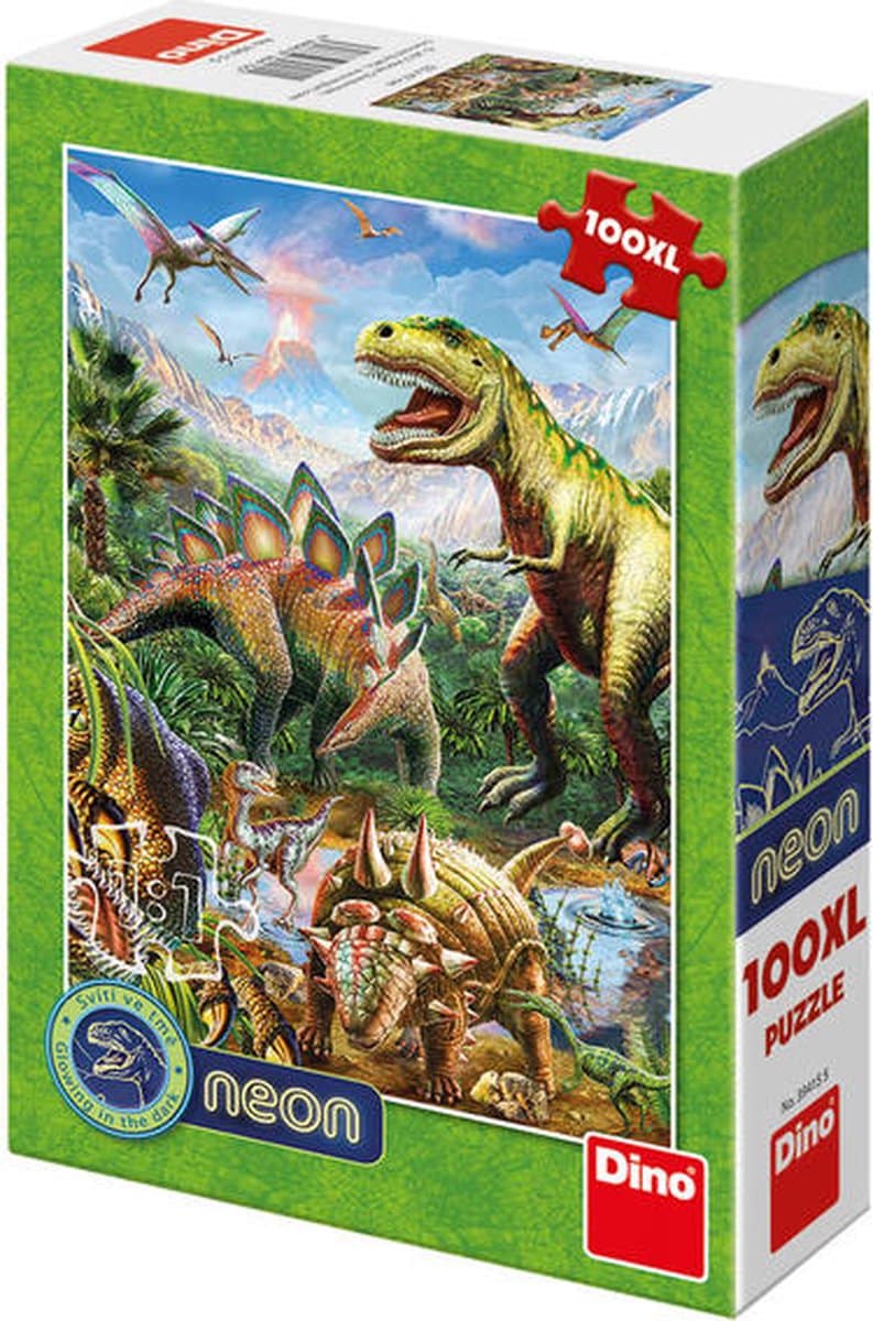 Dinotoys dino puzzel - glow in the dark dinosaurussen - 100 xl stukjes