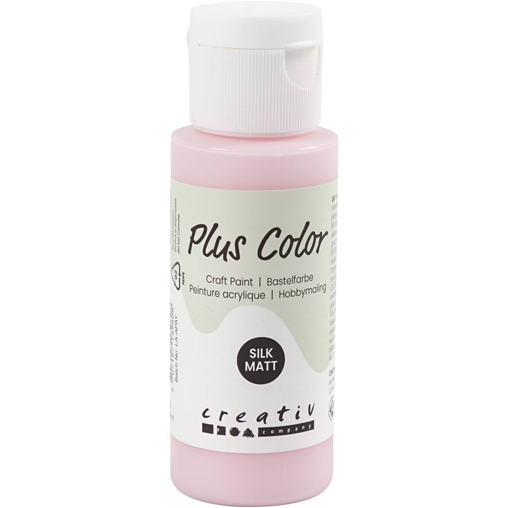 Plus color acrylverf, soft pink, 60 ml 1 fles