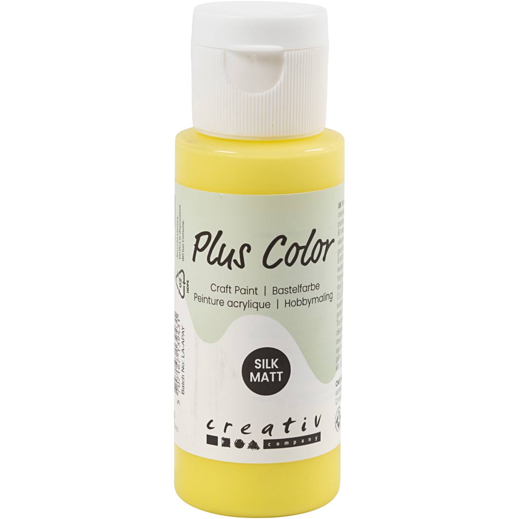 Plus kleur acrylverf, primair geel, 60 ml 1 fles