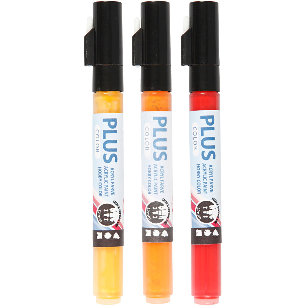 Plus Color Verfstiften - Okergeel, Oranje, Donkerrood