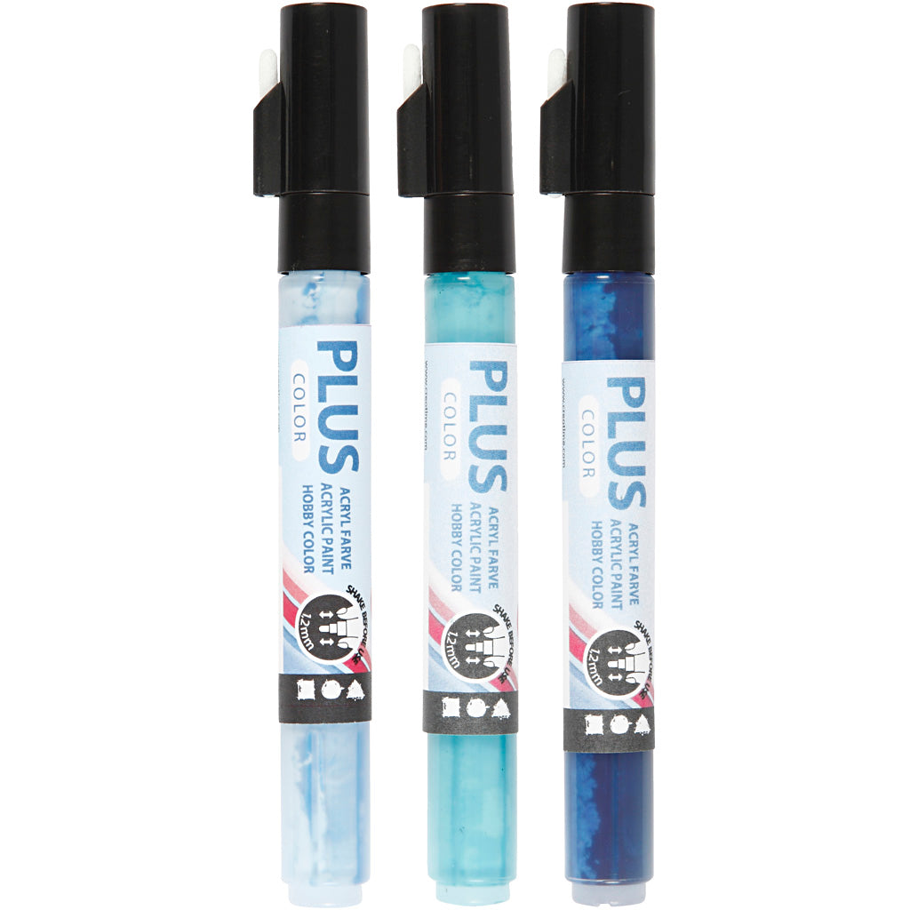 Plus Color Verfstiften - Hemelsblauw,Navy blauw,Turquoise