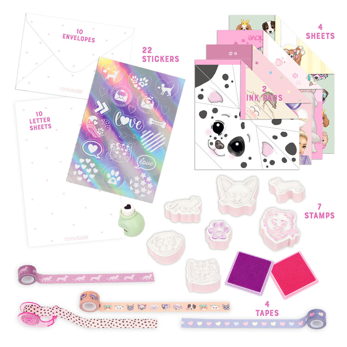 Topmodel love letter set kitty and doggy