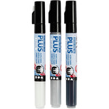 Creativ company plus color marker, l: 14,5 cm, lijndikte 0,7 mm, zwart, off-white, rain grey, 5,5 ml, 3 stuk 1 doos